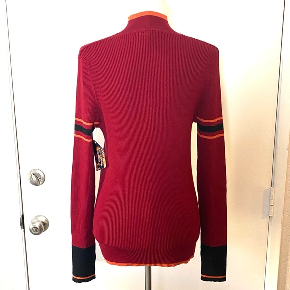 Jamie & Layla Striped Sporty Mock Neck Sweater - Picture 2 of 4